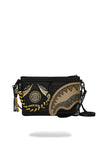 Sprayground AI WONDERLAND GOLD AND BLACK CROSSOVER CLUTCH